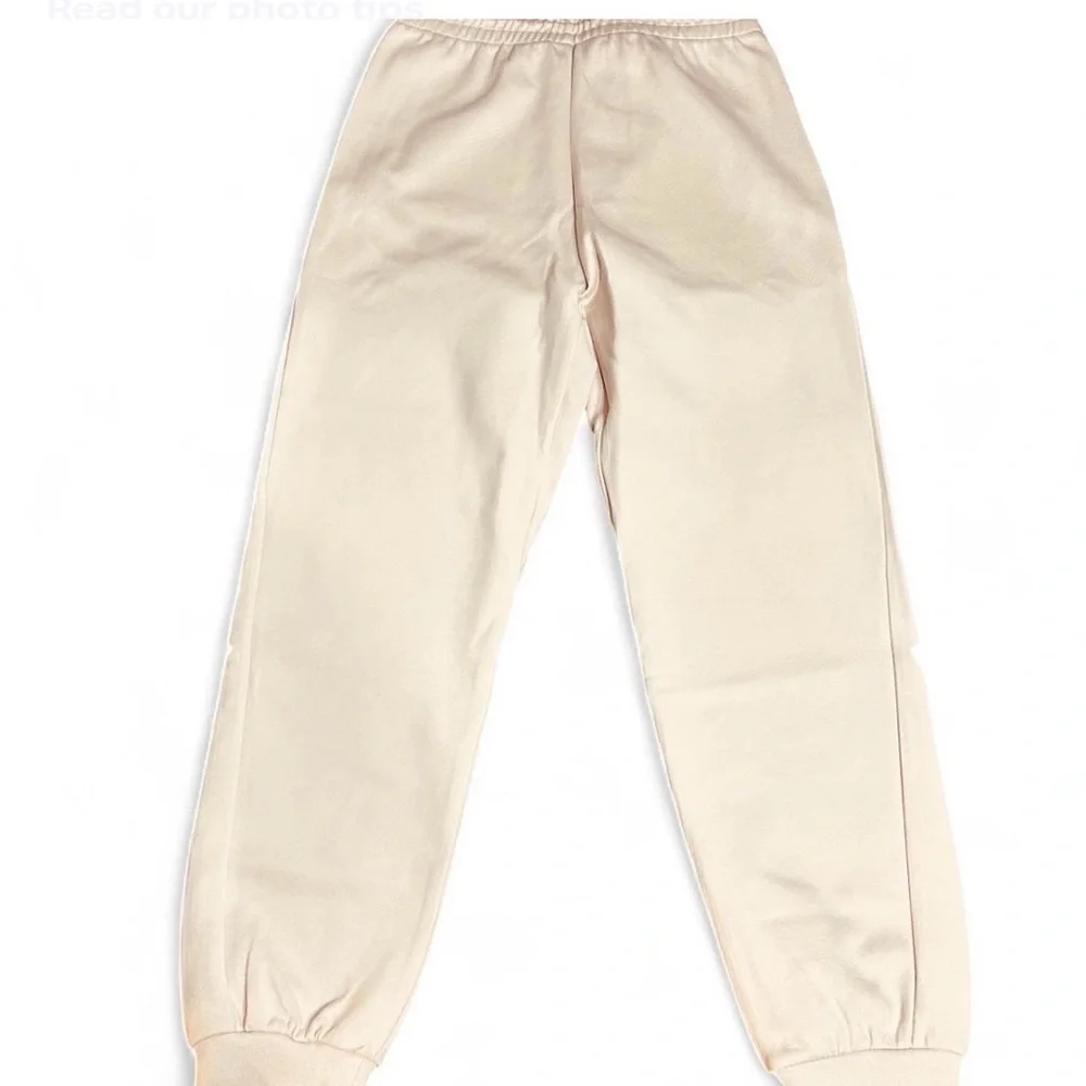 ADIDAS Light Peach-Pink Joggers S With Black Accents Pockets With Zipper.